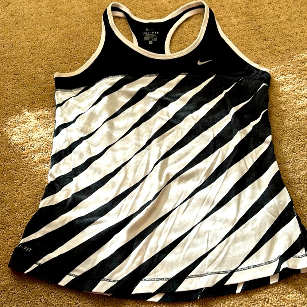 EUC Nike black and white striped tank